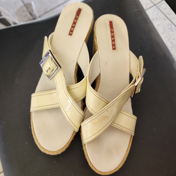 Prada wedge sandal.Calzature Donna. Patent leather with rope weave wedge size 40 - Picture 16 of 16